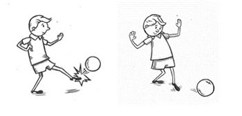 Figure 1. Example of images used to depict a good vs a poor kicking performance.